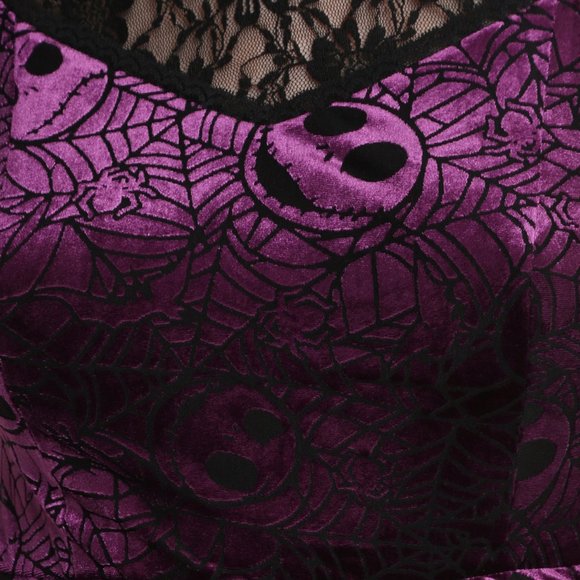 Hot Topic Nightmare Before Christmas Purple Velvet Burnout Dress NWT - Picture 2 of 7